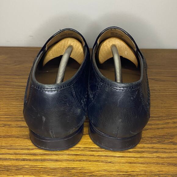 Vintage Florsheim Mens Bridgeport Black Woven Leather Slip On Loafer Size 12 D - Picture 4 of 7